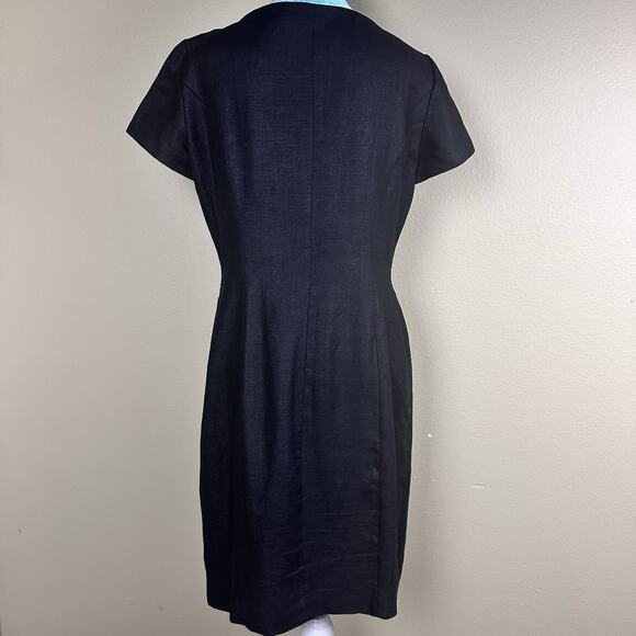 Marie St. Claire sheath dress Linen Women 8 Black, Buttons, Career wear class - Picture 8 of 14